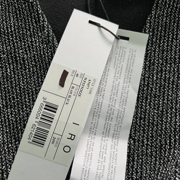 NWT -IRO Noize Ruffled Wrap Effect Metallic Silver Black Rib Knit Mini Dress 40 - Picture 6 of 7